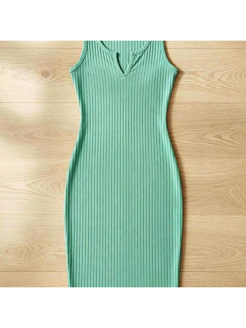 Minty Green Ribbed Bodycon Dress